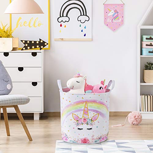 Unicorn Rainbow Toy Storage Basket For Kids Bedroom