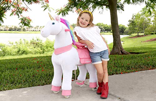 Unicorn ride on girls plush pony