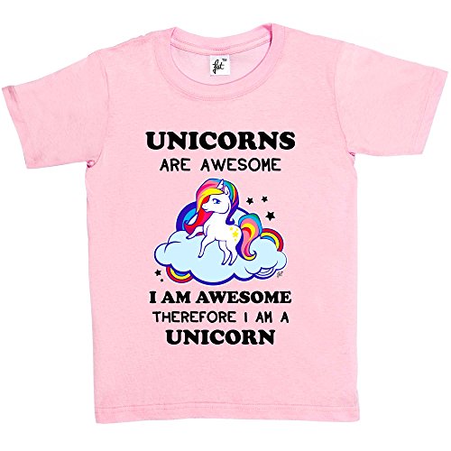 Fancy A Snuggle Unicorns Are Awesome & So Am I Therefore I'm A Unicorn Kids Girls T-Shirt Baby Pink