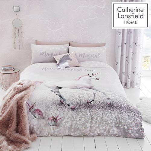 Catherine Lansfield Enchanted Unicorn Easy Care Single Duvet Set Pink