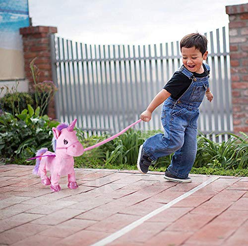 Pink Unicorn Walking & Talking Soft Toy 