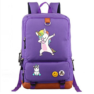Unicorn Canvas Backpack Black Purple Funny Stylish and Trendy