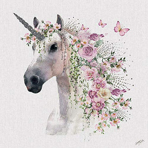 Floral Unicorn Canvas, Multi-Colour, 40 x 40 cm
