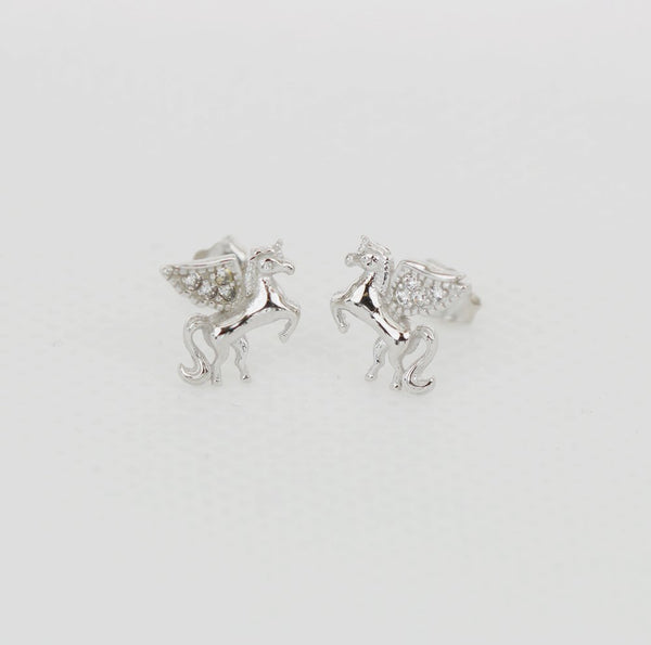 Pegasus Unicorn Earrings - Silver 2