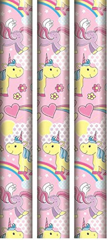 3 Rolls Unicorn Wrapping Paper 