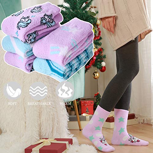 Fluffy Warm Ladies Socks | Unicorn Design 