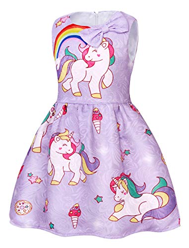 Lilac Unicorn Girls Dress | Rainbow, Ice Cream Design