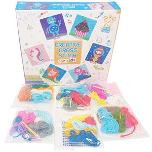 Creative Cross Stitch for Kids | Set of 6 Inc. Unicorn, Mermaid Designs | Gift Idea