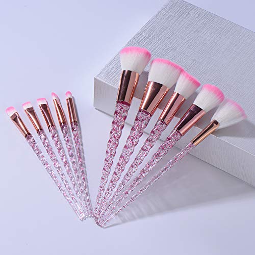 Pink Glittered Crystal Make Up Brushes 