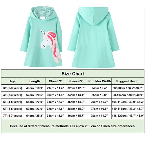 Mint Green Unicorn Long Sleeved Tunic Dress For Girls 