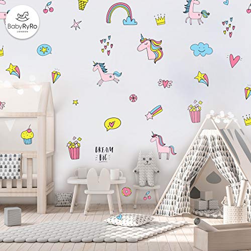 Dream Big | Unicorn Wall Stickers | Hearts, Rainbows, Stars & Clouds | Decal 