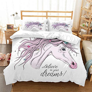 Believe In Your Dreams | Unicorn Duvet Cover Set |Queen (229x229cm)