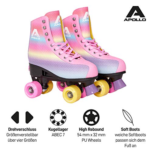 Apollo Disco Roller Skates Rainbow Unicorn Style Kids, Teens