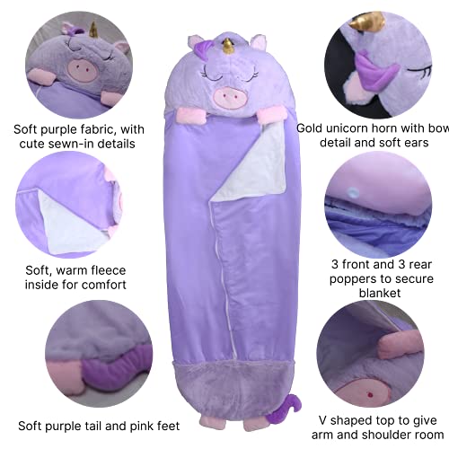 Cute Purple Unicorn Sleeping Bag & Play Pillow 
