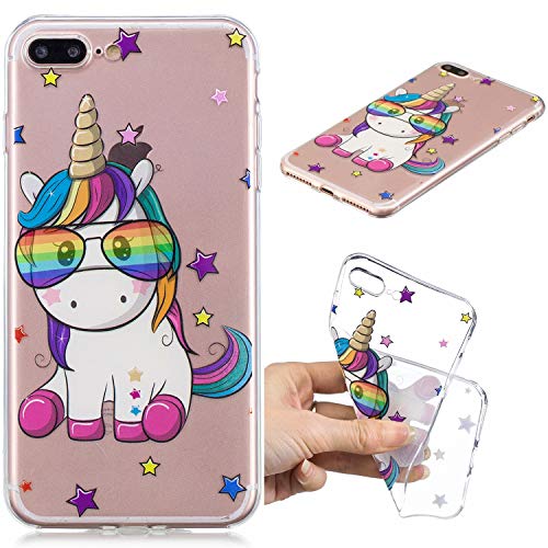 YYhin Phone Cover for Apple iPhone 7 Plus/iPhone 8 Plus(5.5") Case,Ultra-thin transparent varnish painted TPU Gel Cover HE03/Spectacle unicorn