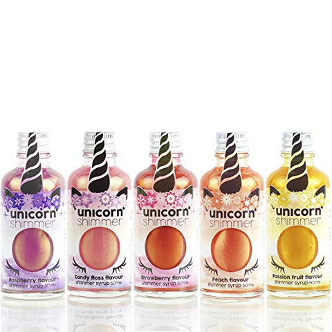 Unicorn Shimmer Selection Pack Shimmer Syrup 5 x 50ml | Sugar Free | Prosecco, Gin and Cocktail Making | Alcohol Free Mixer