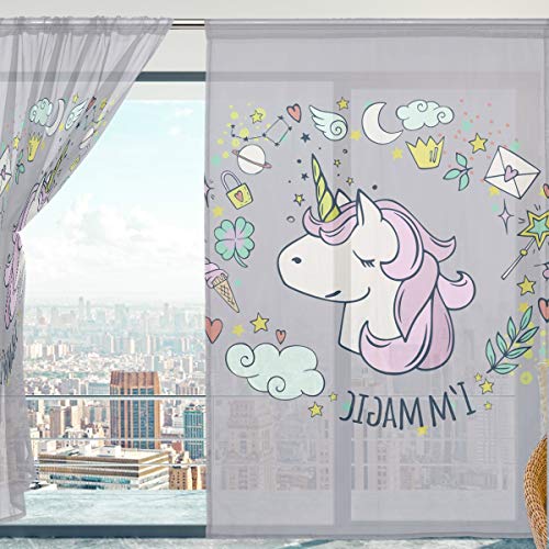 Unicorn Grey Curtains for Kids Bedroom