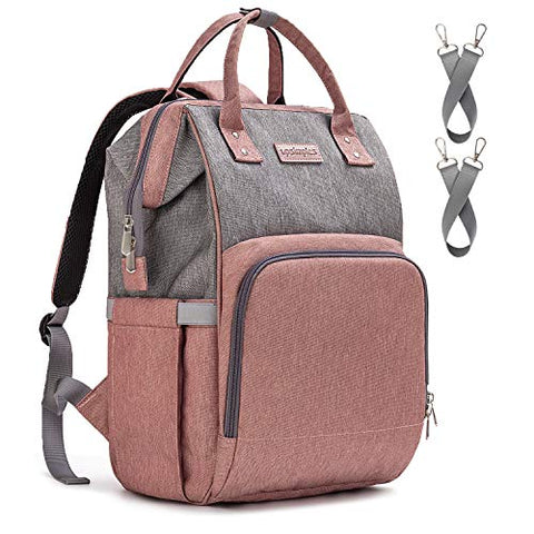 Pink and Grey Baby Changing Bag, Rucksack Backpack with USB Charging Por