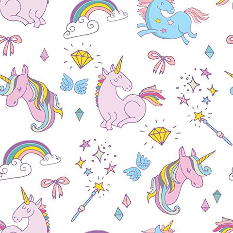 White Unicorn Rainbow Print | High Quality | Fabric | Per Metre