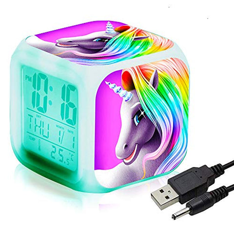 Unicorn Digital Alarm Clocks | LED Night Glowing Cube 