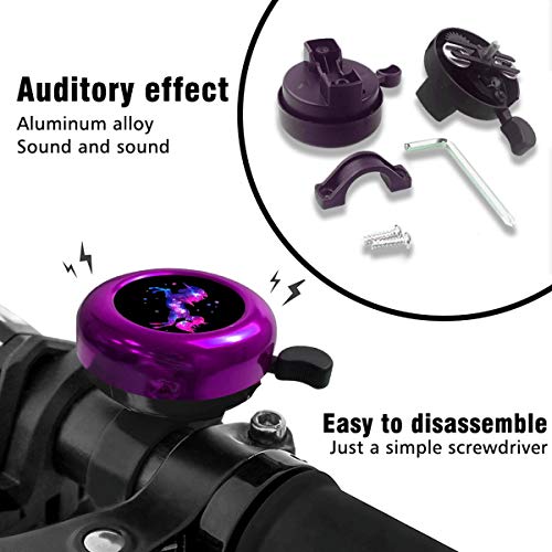 Cosmic Unicorn Bike Bell Bicycle Bell, Bike Bells Suitable for All People, Crisp Loud Melodious Sound, Mountain Bike Bell, Road Bike Bell - Purple.