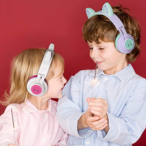 Kids Unicorn Headphones | Lilac & Mint Green | LED Light Up Ears