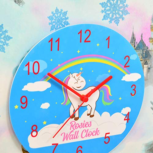 Blue Wall Clock Unicorn Themed For Kids 