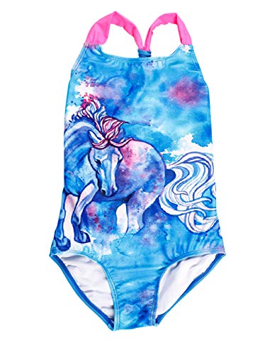 Blue unicorn swimming costume girls