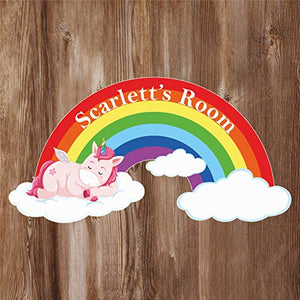 Unicorn Sleeping Rainbow Door Sign Personalised