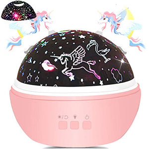 Unicorn & Star Night Light Projector For Kids & Toddlers | Rotating | Pink