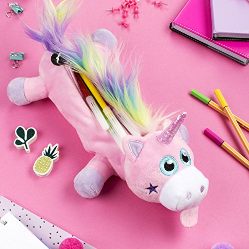 Unicorn Plush Pencil Case Pink Pastel Hair 