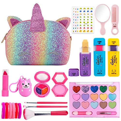Unicorn Make Up Bag & Make Up Set | For Girls | Washable Cosmetics Kit | 23 PCS