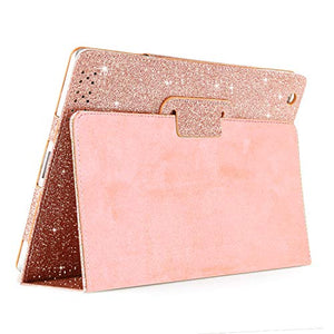iPad 2 3 4 Glitter Case, FANSONG Sparkle Bling PU Leather Smart Cover [Flip Stand Function] [Auto Sleep/Wake] Case for Apple iPad 2/3/4, Rose Gold