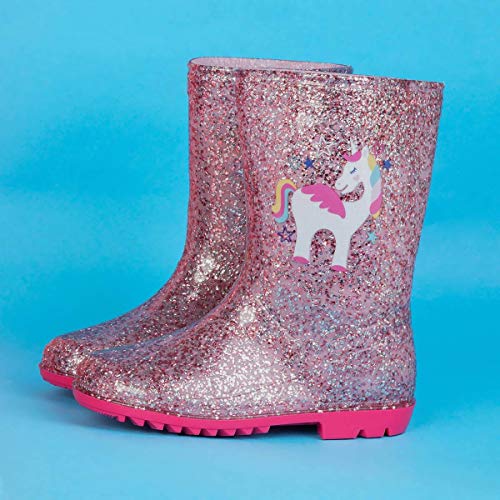 Girls Pink Unicorn Glitter Wellington Boot | Childs | Various Sizes