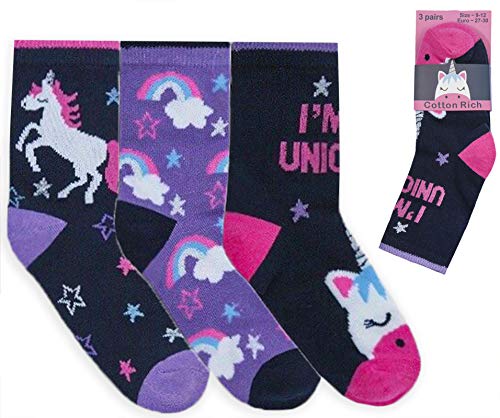 Unicorn Design 3 Pairs | Black & Pink, Purple