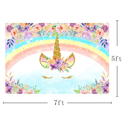 Rainbow Unicorn Photo Studio Booth Background | Cake Smash, Birthday Party, Baby Shower | 7 x 5ft