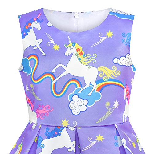 Sleeveless Purple Unicorn Dress For Girls  