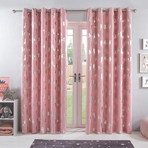 Metallic Unicorn Thermal Blackout Curtains | Blush Pink | 46" wide x 72" drop | Dreamscene