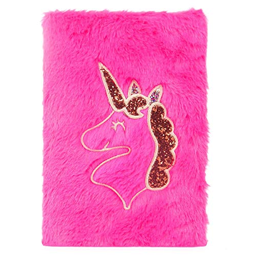 Hot Pink Fluffy Unicorn Diary Set For Girls With Magic Pen