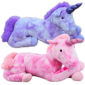 32" Giant Large Plush Unicorn | Stuffed Huge Soft Cuddling Toy | Purple & Pink