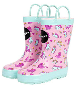 Fringoo | Girls Unicorn Wellies | Rain Boots For Girls | Pink 