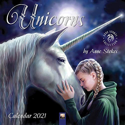 Anne Stokes Unicorns 2021 Wall Calendar Hanging Planner | Includes Sticky Dot Labels
