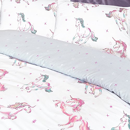 White & Pink Unicorn Duvet Cover Set