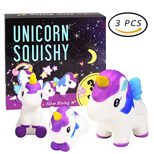 3 Pack Unicorn Squishies | Soft Squeeze Toys | Scented 