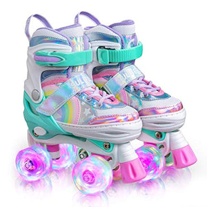 Rainbow Unicorn Adjustable Roller Skates | Kids | Light Up Wheels