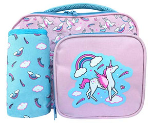 Children's Unicorn Lunch Box | Kids Lunch Bag for Girls with Bottle Holder, Pink