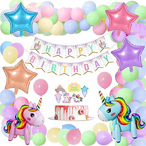 Unicorn Birthday Party Decorations, Macaron Unicorn Balloon Arch Kit with  Huge 3D Foil Unicorn Party Supplies for Girls 