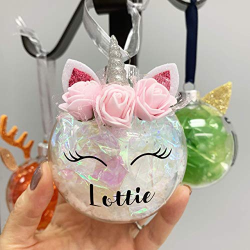 Unicorn Glass Personalised Bauble 