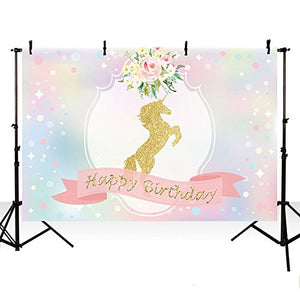 Happy Birthday - Unicorn Photo Studio Booth Background | 7ftx5ft