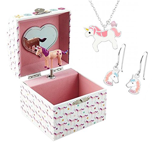 Unicorn Musical Jewellery Box with Earings and Necklace